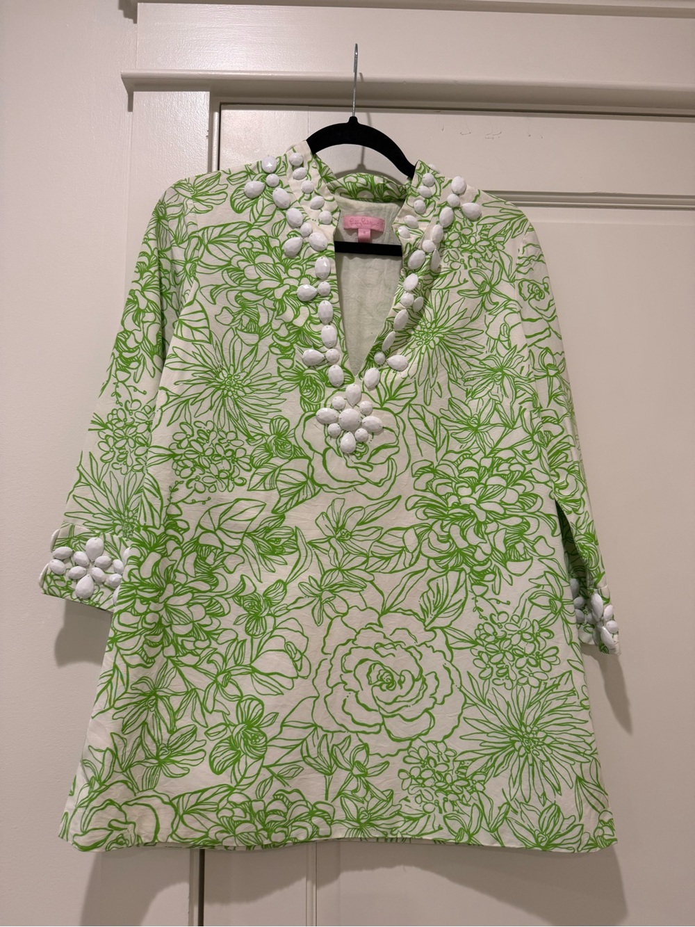 Lilly Pulitzer White and Lime Green Floral Tunic